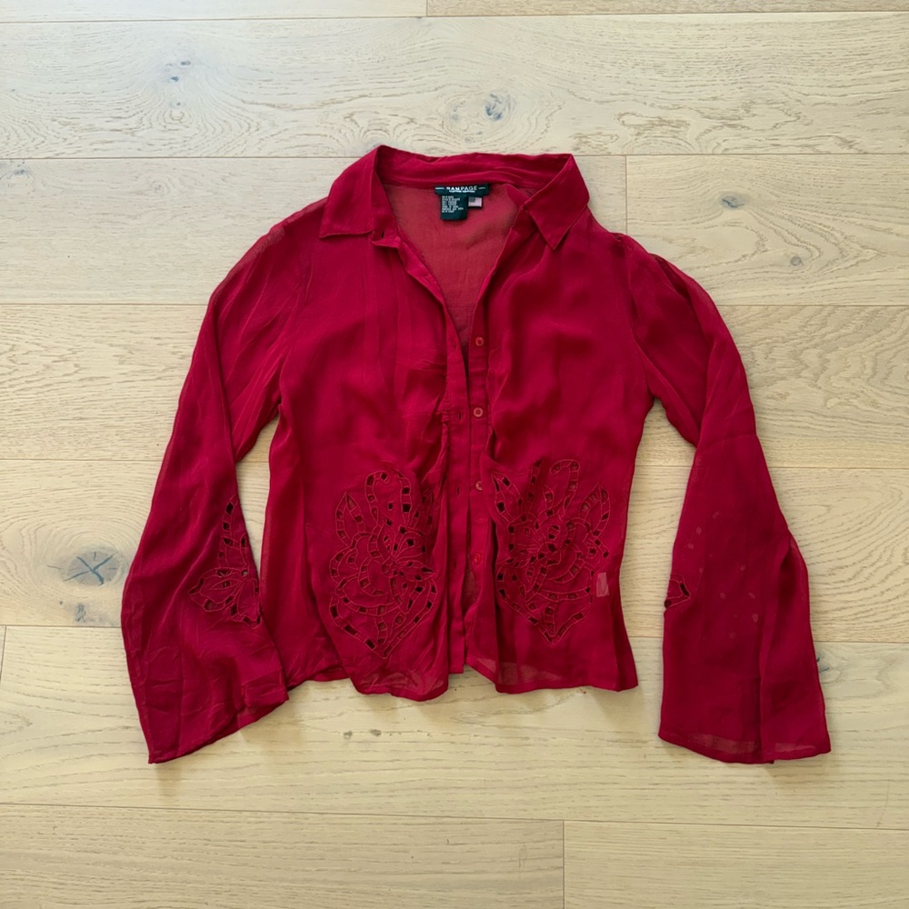 Gorgeous Red Rampage Button Down Blouse